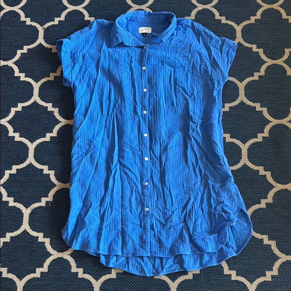 Universal Thread Blue Polo Collar Cap Sleeve Dress